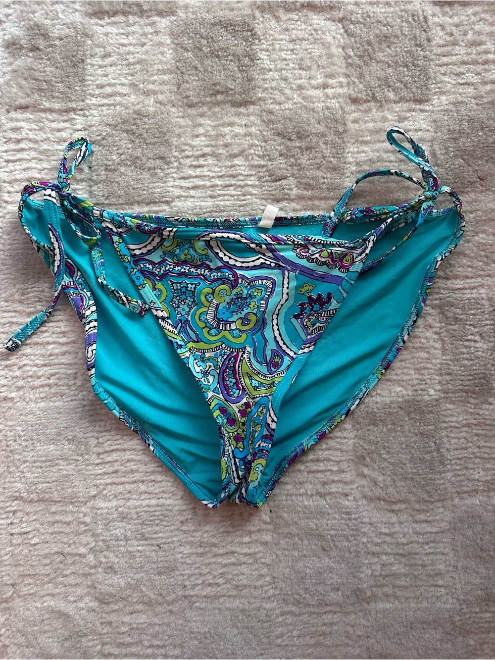 aerie Turquoise Paisley Tie-Side Bikini Bottom